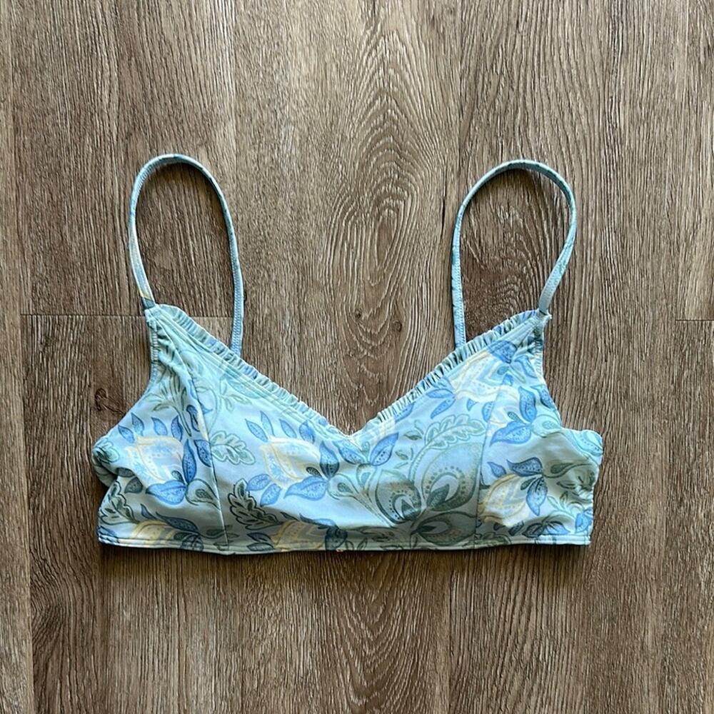 Summersalt Mini-Ruffle Wanderlust Bikini Top Secret Garden Powder Blue & Sage 6
